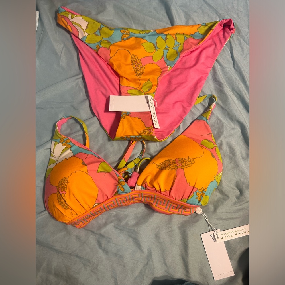 Trina Turk Colorful Bikini Set with Floral Design - new with tags